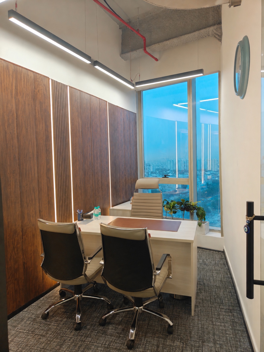 Private office cabin at Qaarya with city views